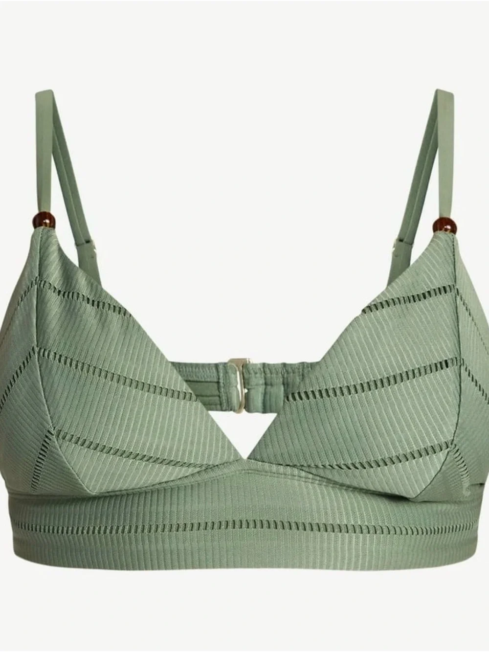 Ribbed Triangle Bathing suit top in Sage Green - Picture 3 of 5